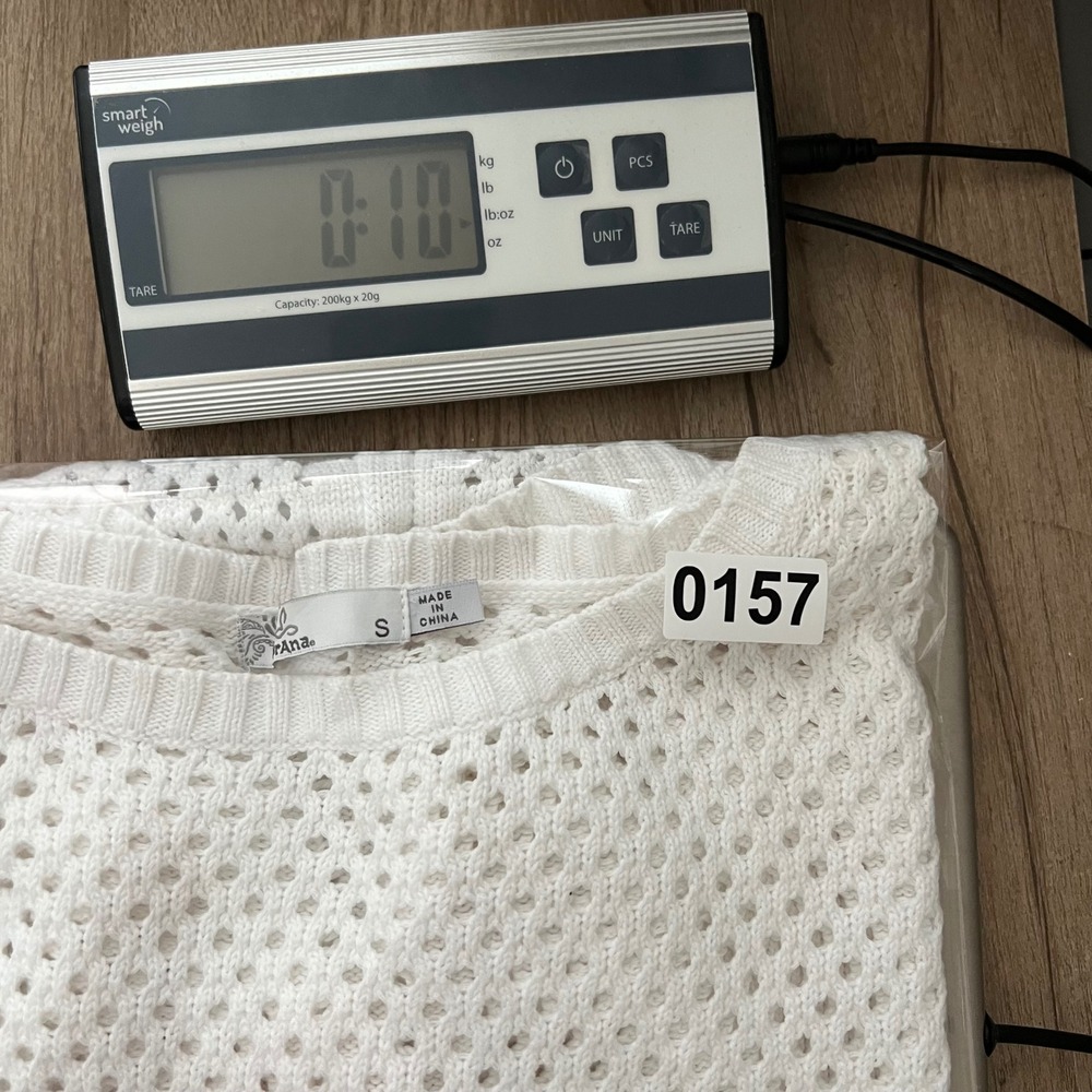 PrAna Organic Cotton Parker open knit crew neck sweater White Women's Sz S - Picture 9 of 9
